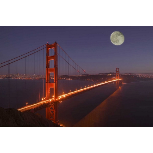 CA, Marin Moonrise above the Golden Gate Bridge